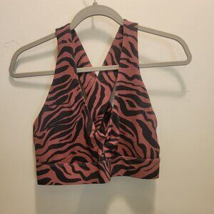 Fabletics Red Tiger Crossback Sports Bra